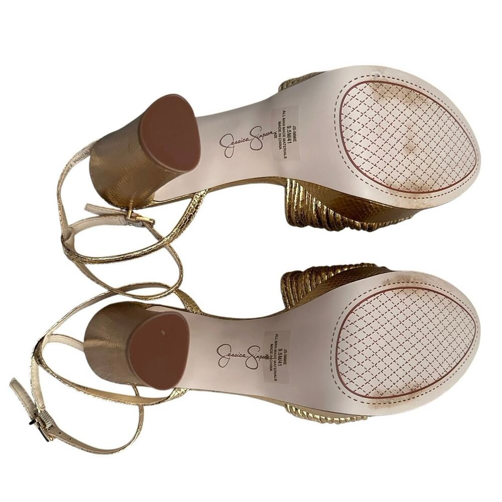 Jessica Simpson Immie Gold Metallic Platform Sandals Women 9.5 Block Heels - Picture 7 of 9